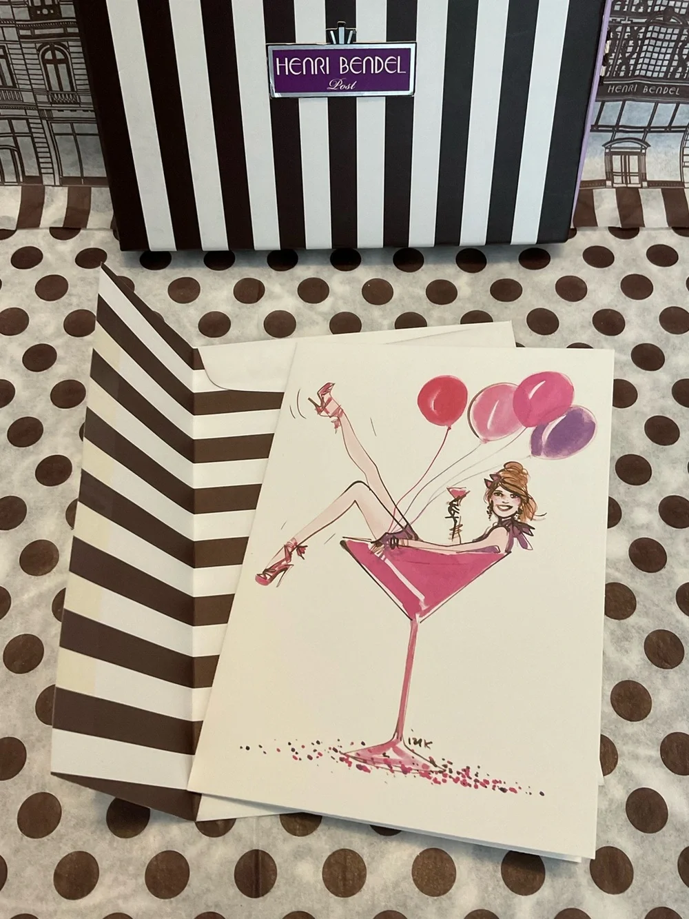 Henri Bendel Notecard “Cheers!” by Izak for Henri Bendel Post + Envelope Set 1